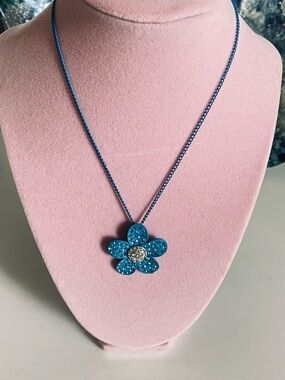 Blue Flower Crystal Pendant Necklace - Women Jewelry